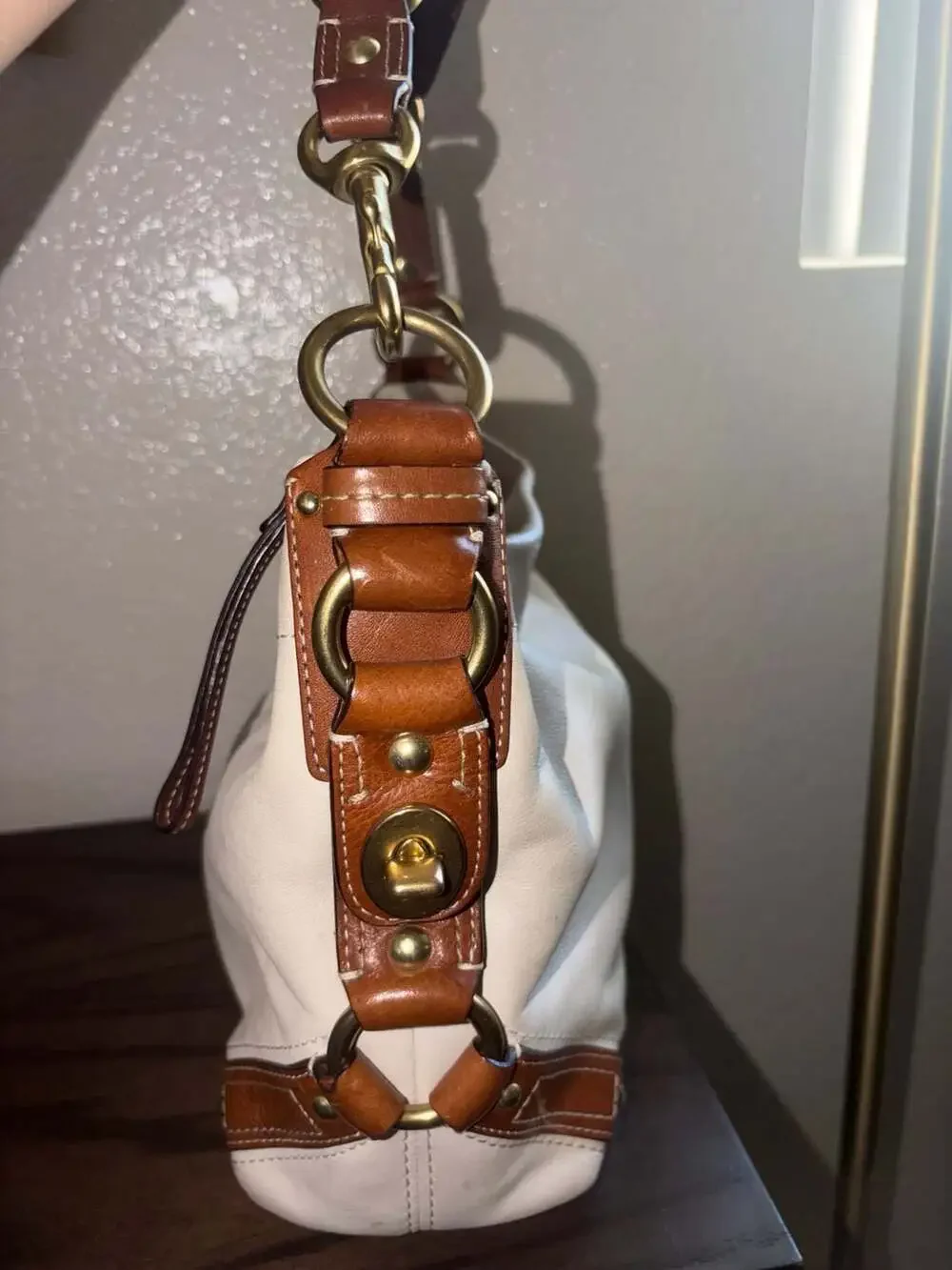 Coach Carly Cream Leather Shoulder Bag